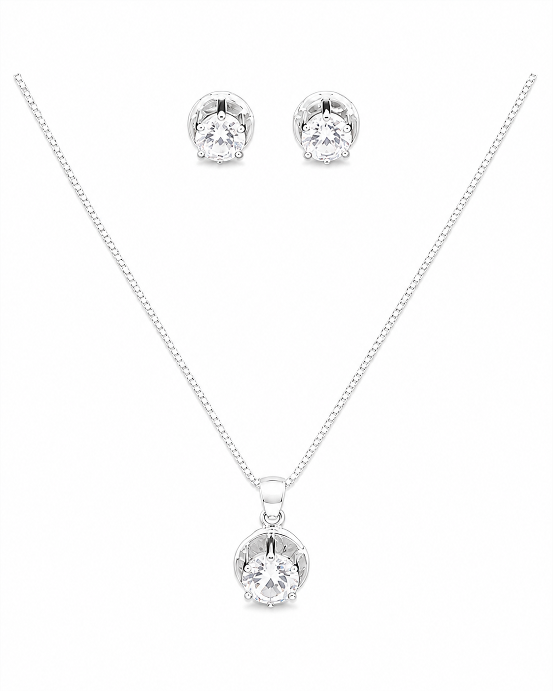 Classic Solitaire Sterling Silver Necklace