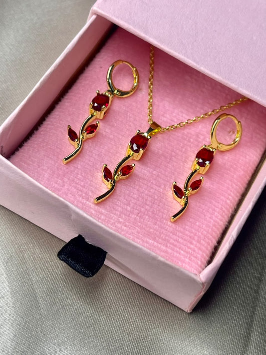 Gold Plated Tulip Necklace & Earrings Set