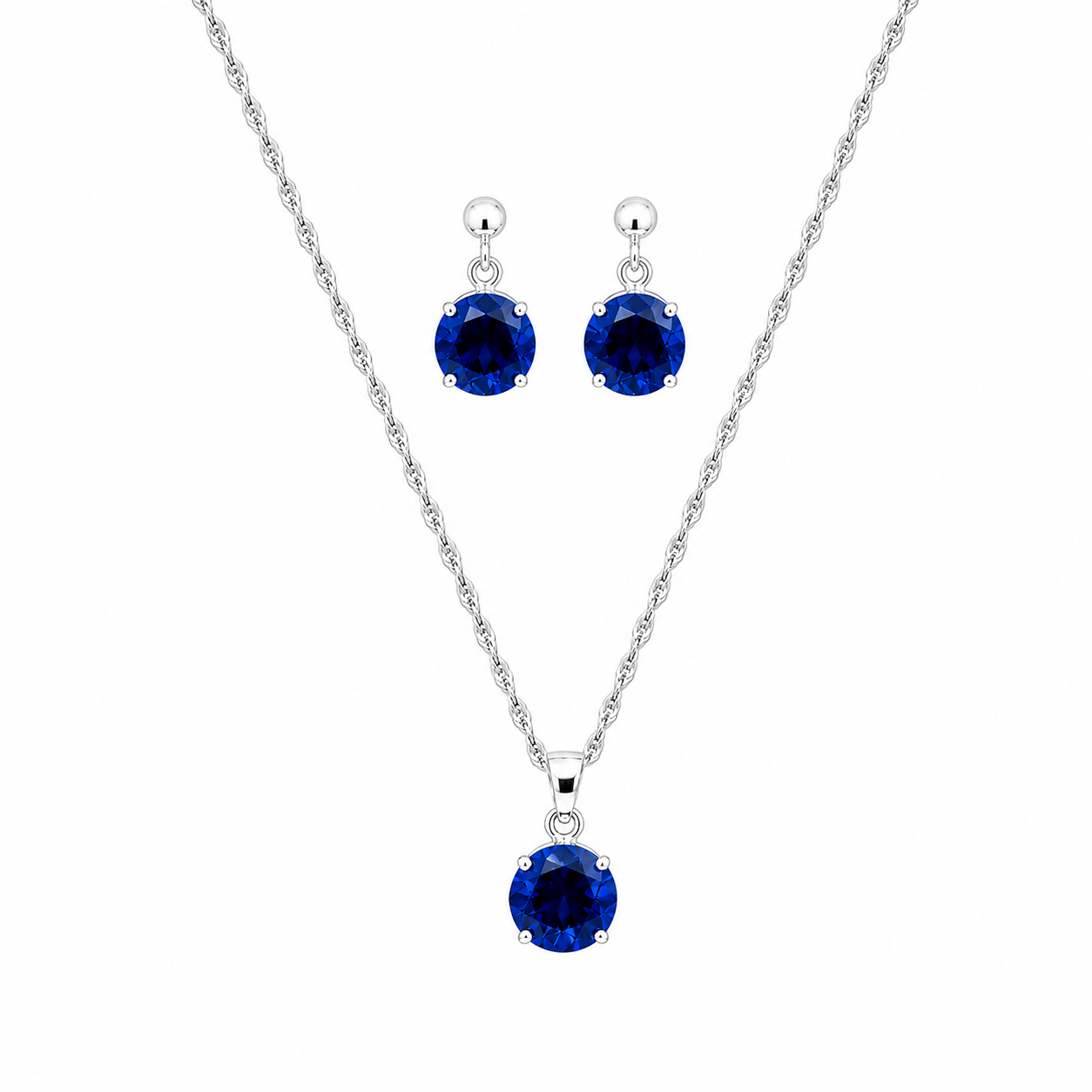 Collar de plata con circonita azul royal