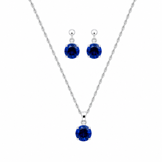 Collar de plata con circonita azul royal