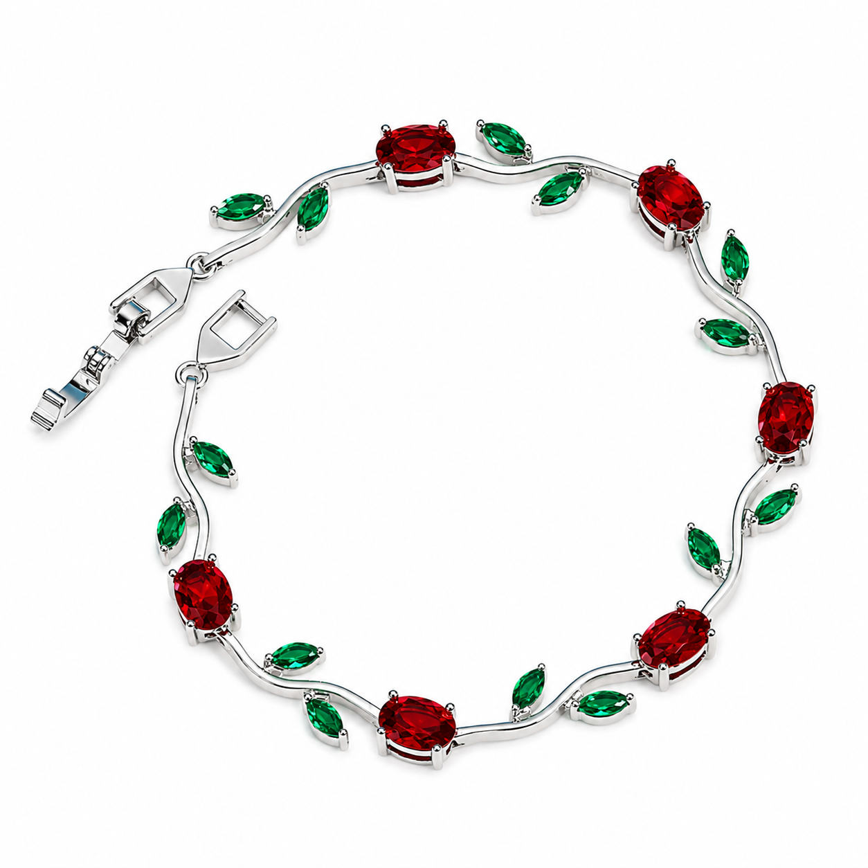 Tulip Flower Leaf Cubic Zircon Bracelet