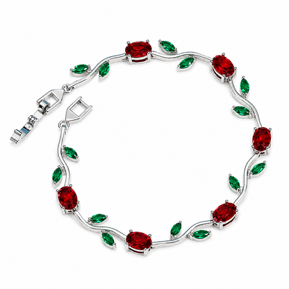 Tulip Flower Leaf Cubic Zircon Bracelet