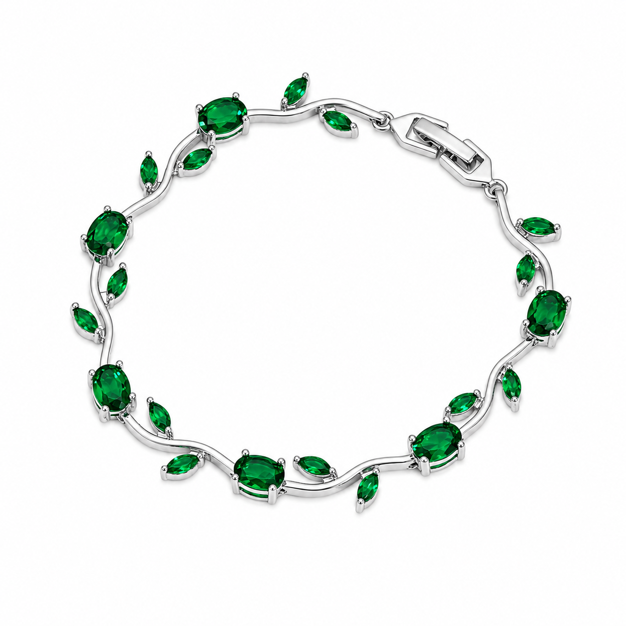 Tulip Flower Leaf Cubic Zircon Bracelet