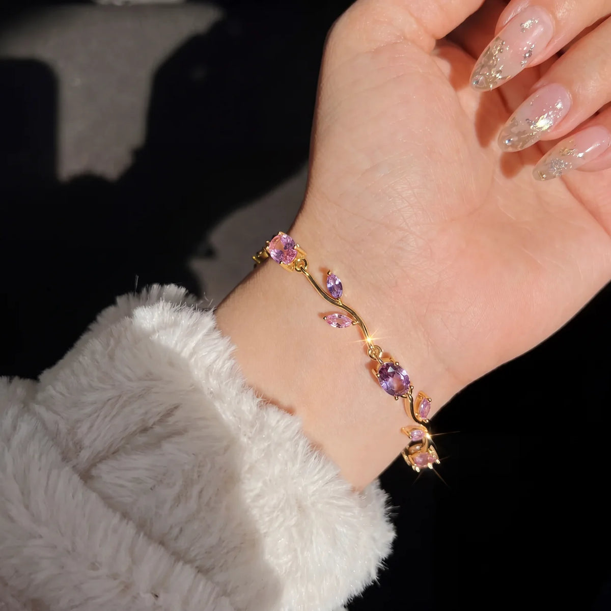 Gold Plated Crystal Stones Tulip Bracelet