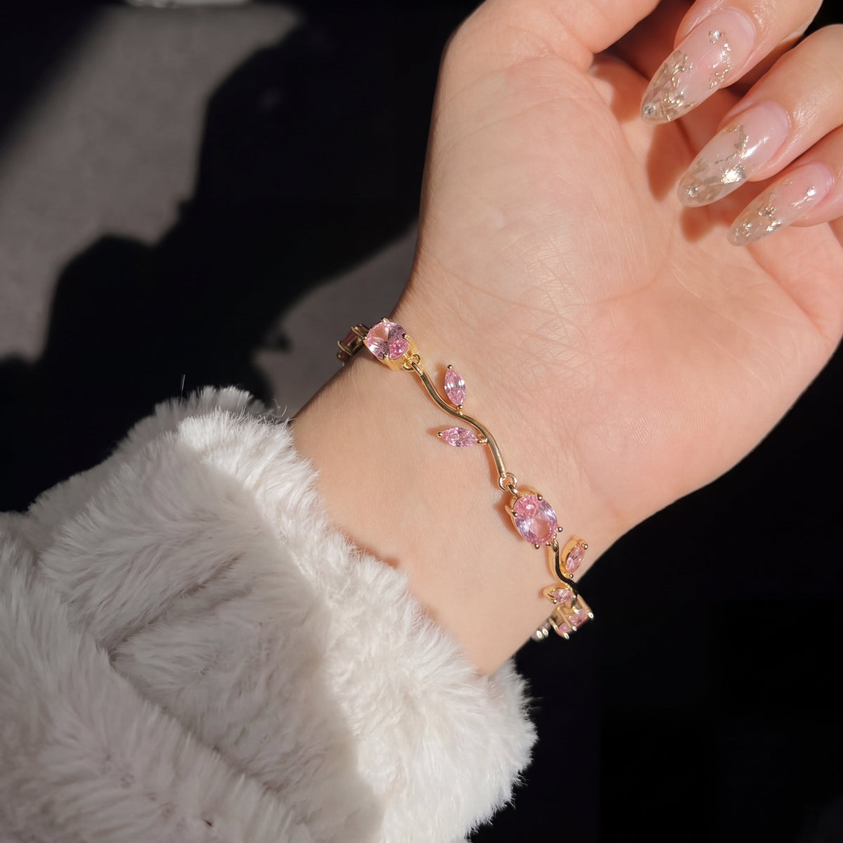 Gold Plated Crystal Stones Tulip Bracelet