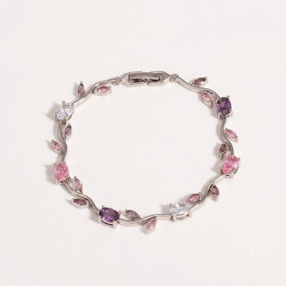 Tulip Flower Leaf Cubic Zircon Bracelet