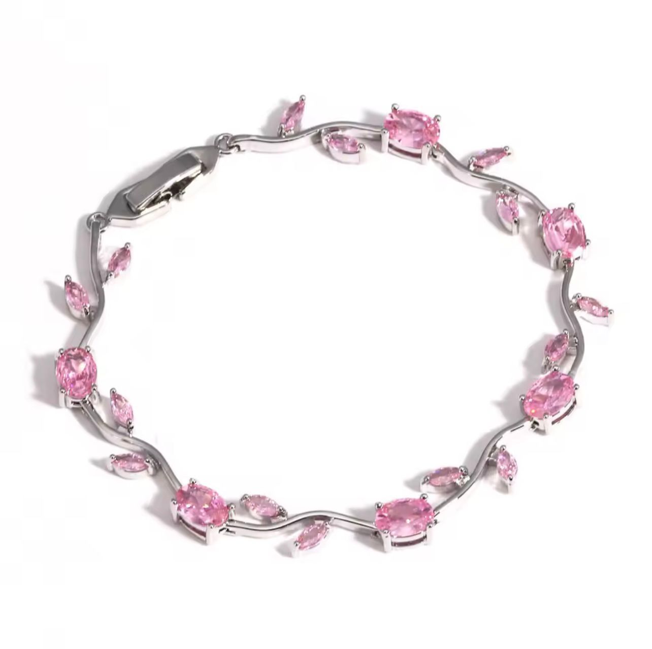 Tulip Flower Leaf Cubic Zircon Bracelet