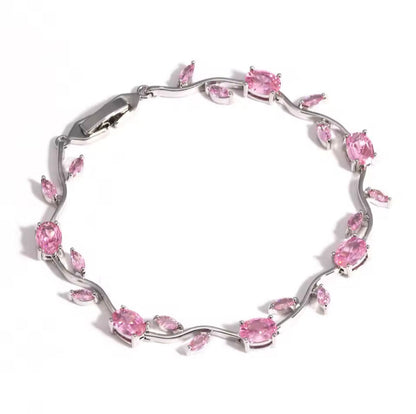 Tulip Flower Leaf Cubic Zircon Bracelet