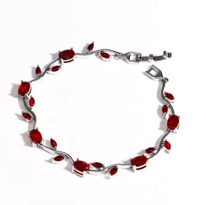 Tulip Flower Leaf Cubic Zircon Bracelet