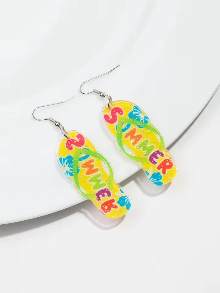Pantuflas con flor acrílica veraniega Pendientes