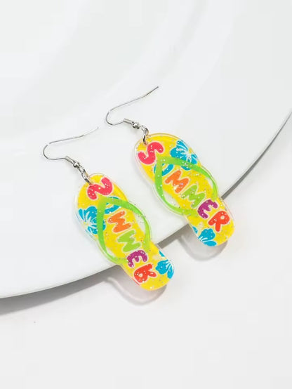 Pantuflas con flor acrílica veraniega Pendientes