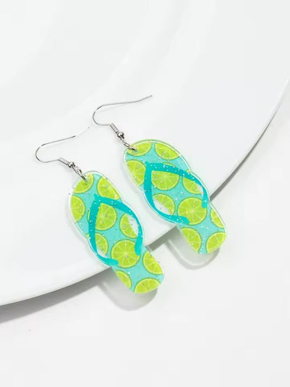 Pantuflas con flor acrílica veraniega Pendientes