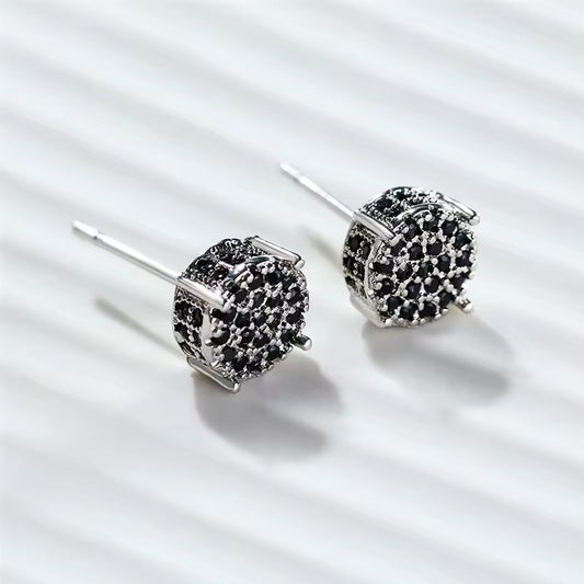 Aretes Redondos de Lujo de Hip Hop de Cristal con Zirconia
