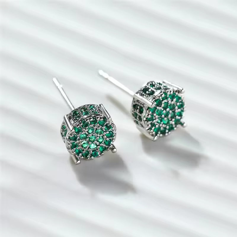Luxury Crystal Hip Hop Round Stud With Zircon