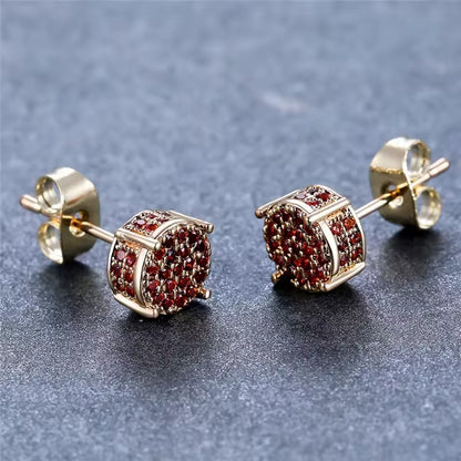 Luxury Crystal Hip Hop Round Stud With Zircon
