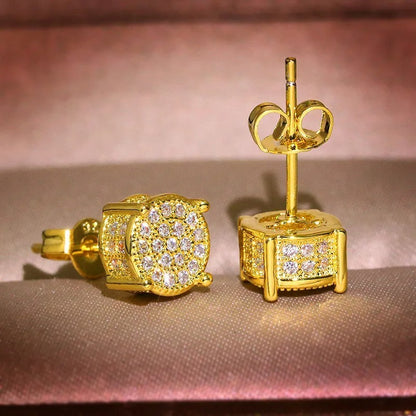 Luxury Crystal Hip Hop Round Stud With Zircon