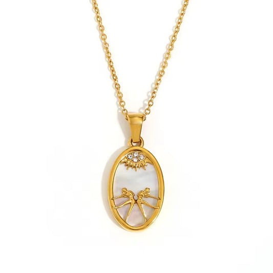 Zodiac Oval Pendant Necklace
