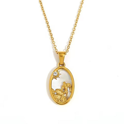 Zodiac Oval Pendant Necklace