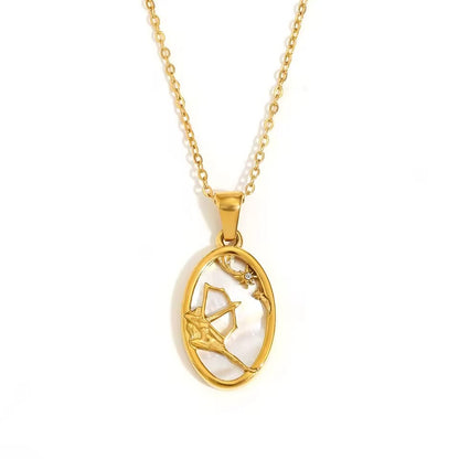 Zodiac Oval Pendant Necklace