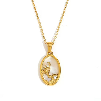 Zodiac Oval Pendant Necklace
