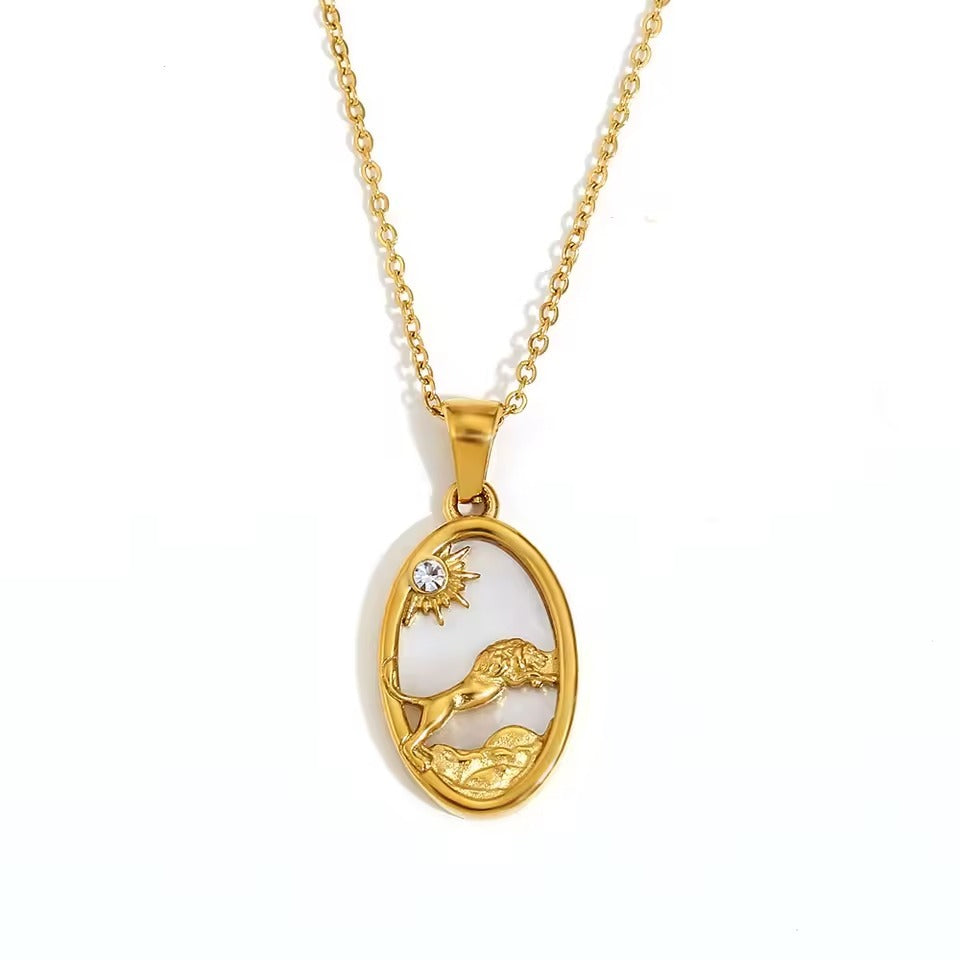 Zodiac Oval Pendant Necklace