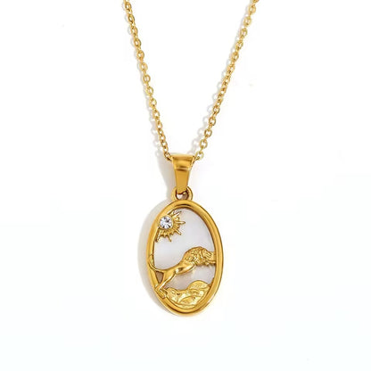 Zodiac Oval Pendant Necklace