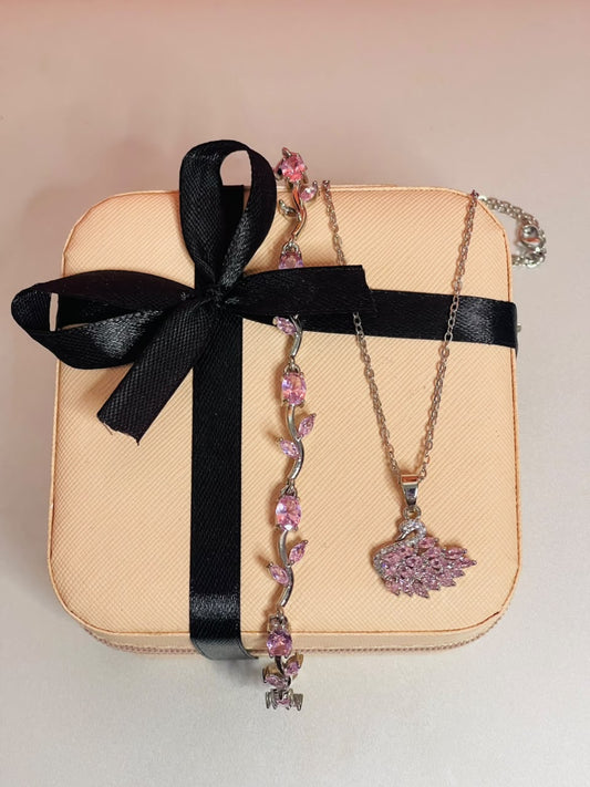Swan Necklace & Tulip Bracelet Combo