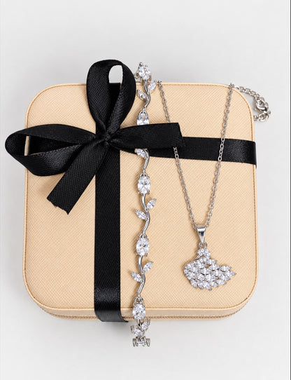 Swan Necklace & Tulip Bracelet Combo