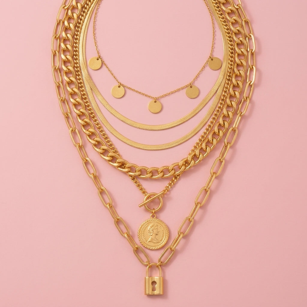 6 Pieces of Gold Stainless Steel Charms