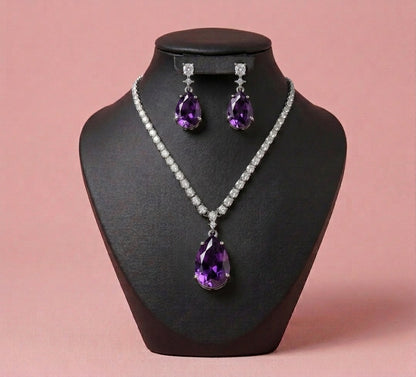 Set de Collar con Colgante de Circonia en Forma de Lágrima