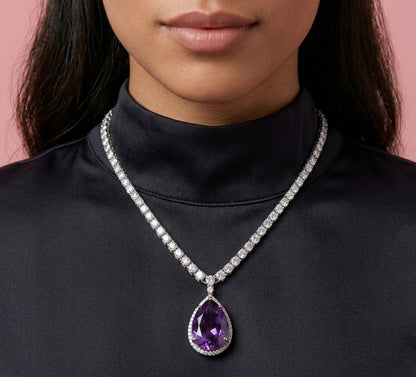 Set de Collar con Colgante de Circonia en Forma de Lágrima