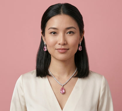 Set de Collar con Colgante de Circonia en Forma de Lágrima
