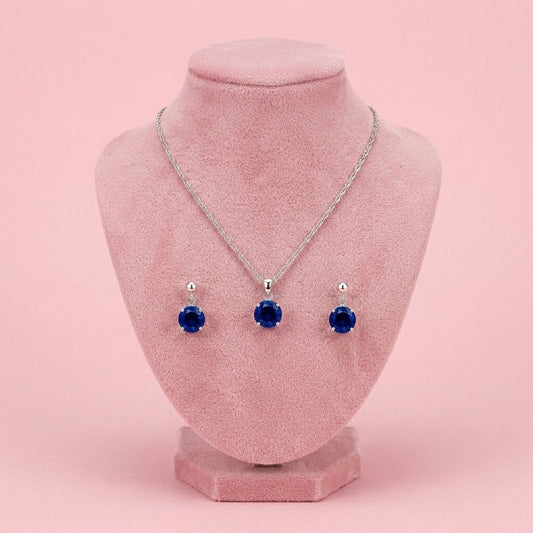 Collar de Plata con Circonia Azul Rey