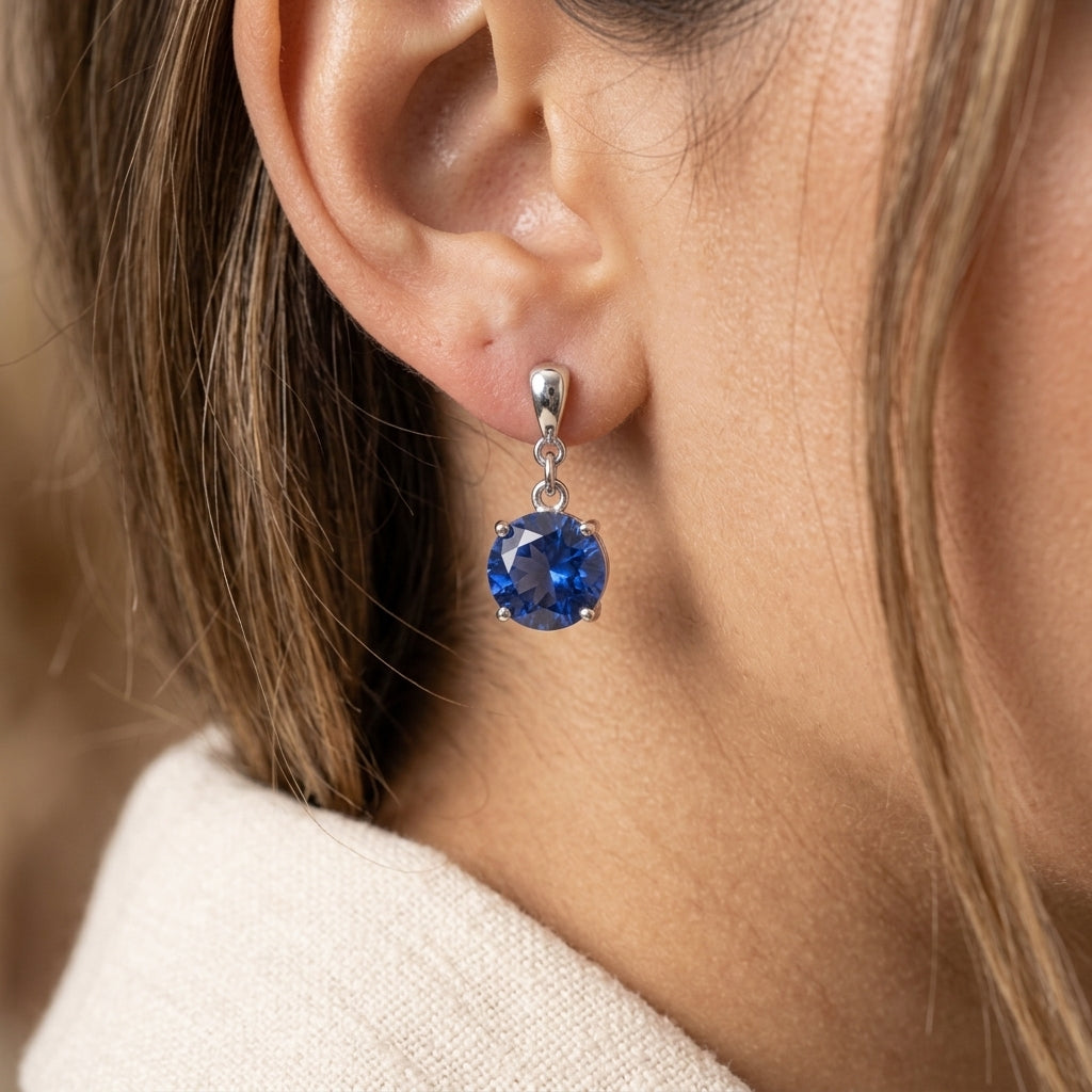 Sterling Silver Necklace with Royal Blue Zirconia