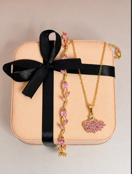 Swan Necklace & Tulip Bracelet Combo
