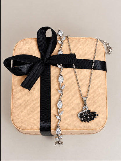 Swan Necklace & Tulip Bracelet Combo