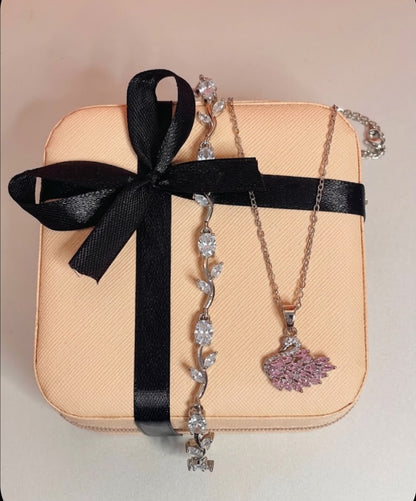 Swan Necklace & Tulip Bracelet Combo